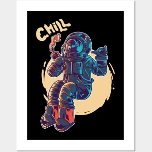 astronaut chill drinking Posters and Art